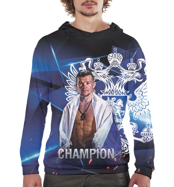 Мужское худи с изображением Пётр Ян цвета Белый