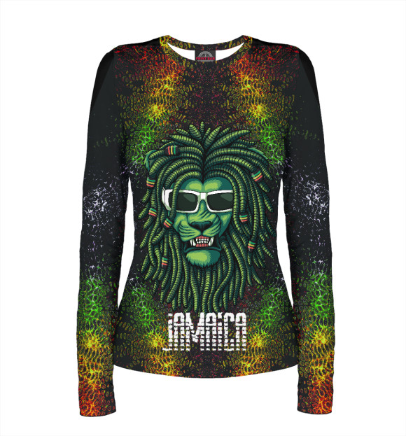 Женский лонгслив с изображением Lion Jamaica цвета Белый