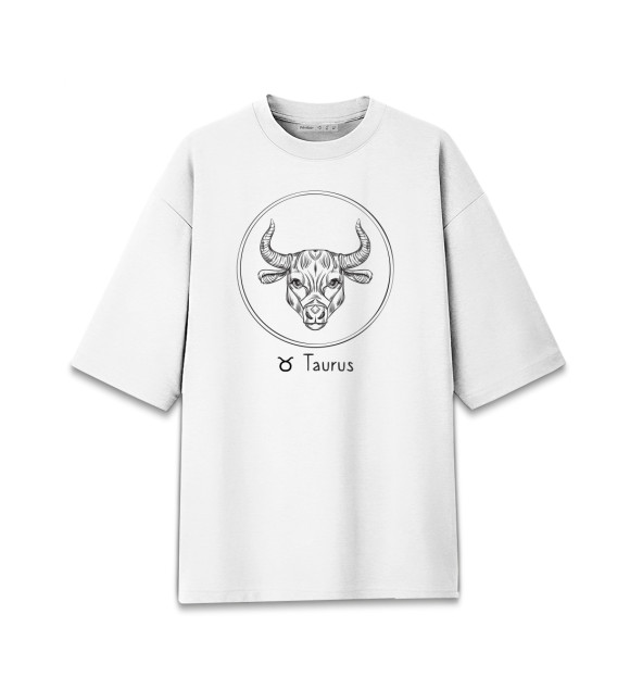 Мужская футболка оверсайз с изображением Taurus цвета Белый
