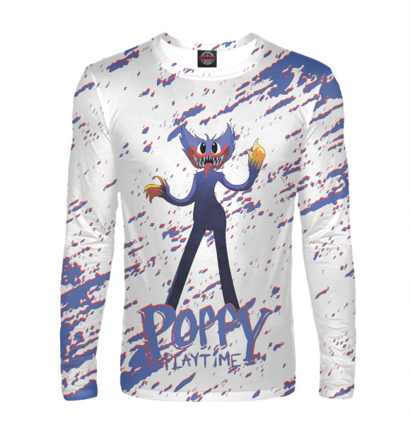 Мужской лонгслив с изображением Poppy Playtime цвета Белый
