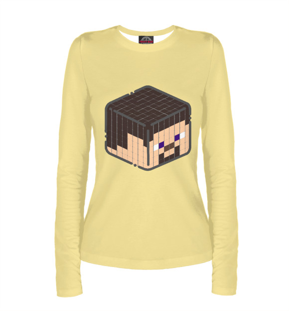 Женский лонгслив с притом Minecraft цвета Белый Женский лонгслив с изображением Minecraft цвета Белый