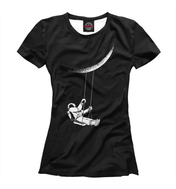 Женская футболка с изображением Лунный астронавт цвета Белый