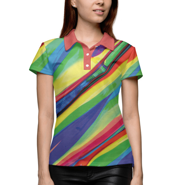 Женское поло с изображением РАДУЖНЫЙ ФОН цвета Белый