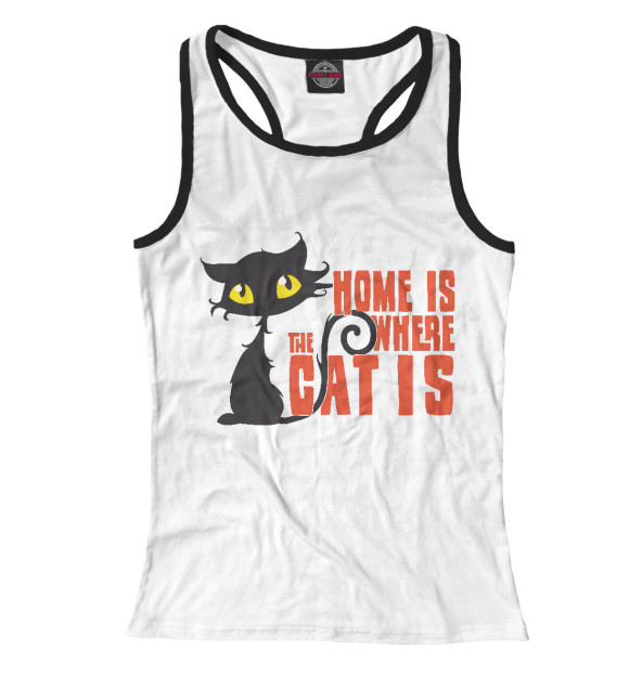 Женская майка-борцовка с изображением Дом там, где кот цвета Белый