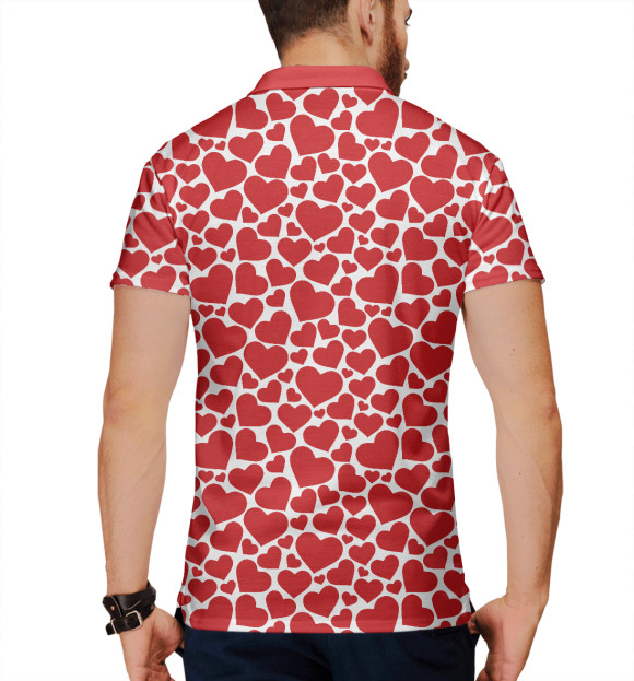 Мужское поло с притом Сердечки цвета Белый Мужское поло с изображением Сердечки цвета Белый