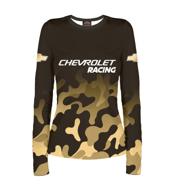 Женский лонгслив с изображением Chevrolet | Racing цвета Белый
