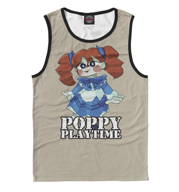 Мужская майка с изображением Poppy Playtime кукла цвета Белый