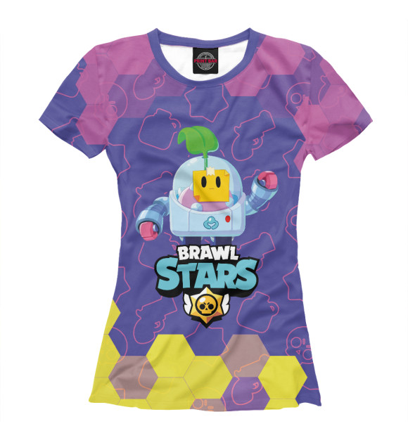 Футболка для девочек с изображением Brawl Stars Sprout цвета Белый