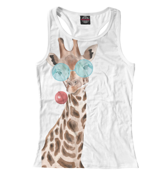 Женская майка-борцовка с изображением Жираф цвета Белый