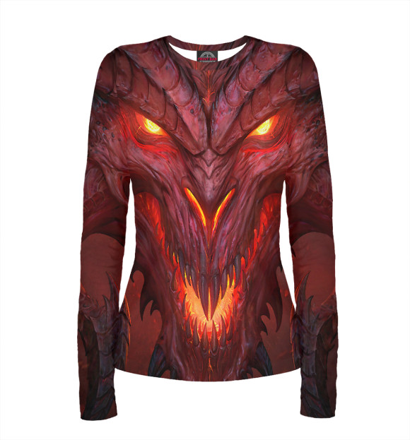 Женский лонгслив с изображением Diablo Game цвета Белый