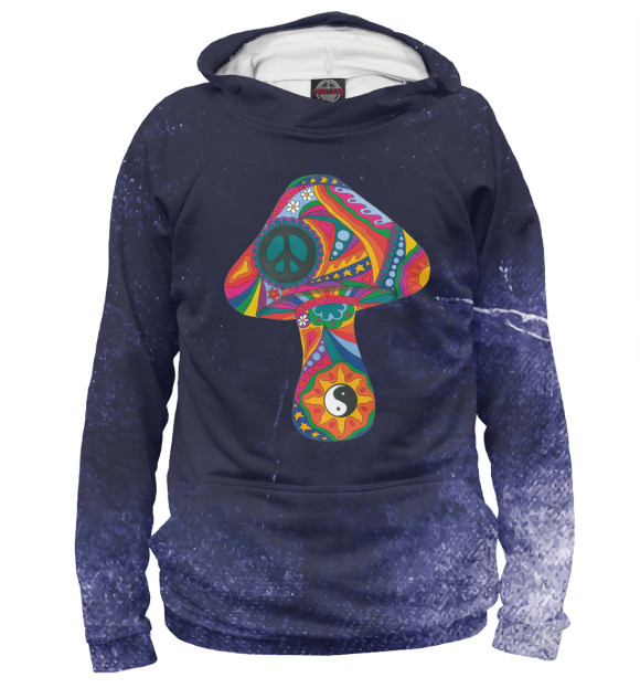 Женское худи с изображением Psychedelic Mushroom цвета Белый