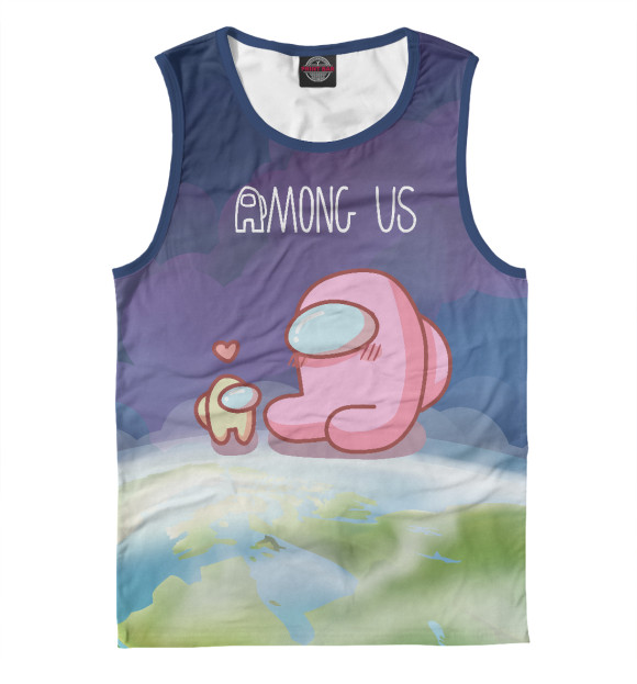 Мужская майка с притом Among Us цвета Белый Мужская майка с изображением Among Us цвета Белый