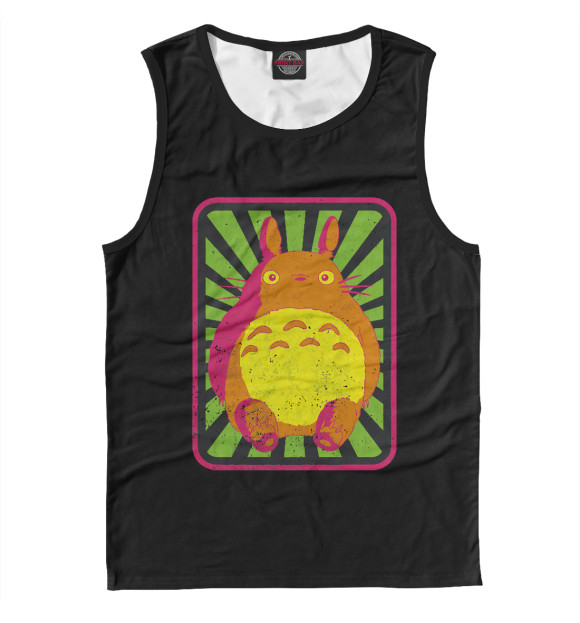 Мужская майка с притом Retro Totoro цвета Белый Мужская майка с изображением Retro Totoro цвета Белый