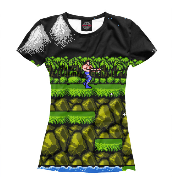 Футболка для девочек с изображением Contra 8 bit цвета Белый