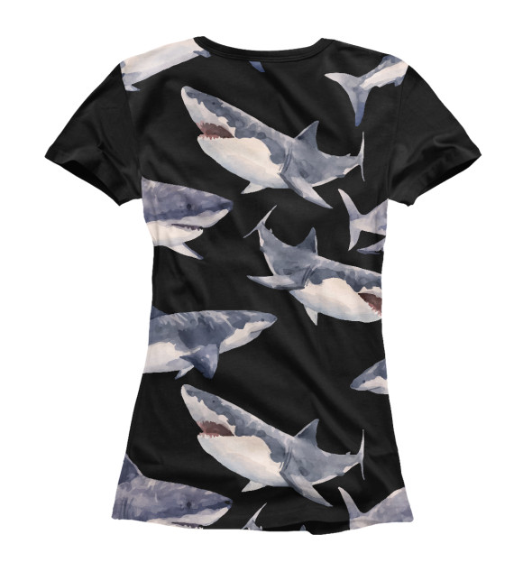 Женская футболка с изображением Акула цвета Белый