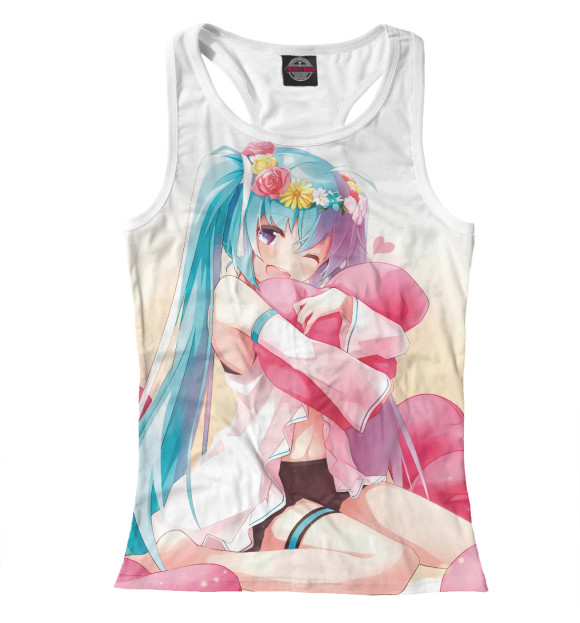 Женская майка-борцовка с изображением Хацуне Мику цвета Белый