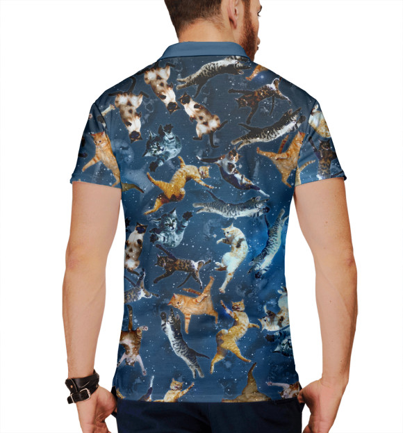 Мужское поло с притом Космические коты цвета Белый Мужское поло с изображением Космические коты цвета Белый