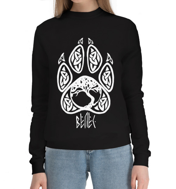 Женский хлопковый свитшот с изображением Велес цвета Черный