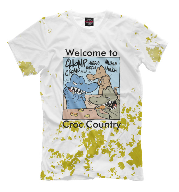 Мужская футболка с изображением Welcome to Croc Country цвета Белый