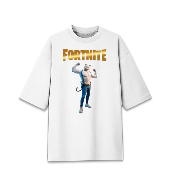 Мужская футболка оверсайз с изображением Meowcles Fortnite 2 цвета Белый