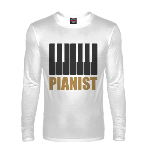 Мужской лонгслив с изображением Pianist цвета Белый
