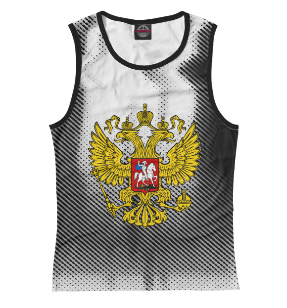Майка для девочки с изображением ГЕРБ РФ +sport цвета Белый