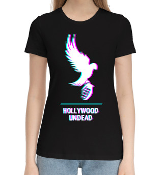 Женская хлопковая футболка Hollywood Undead Glitch Rock Logo