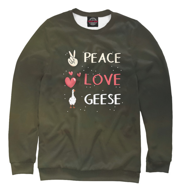 Свитшот для мальчиков с изображением Peace Love Geese цвета Белый