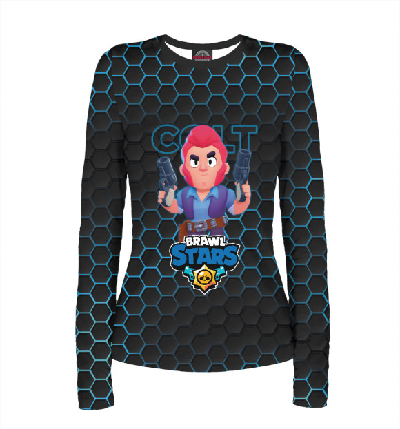 Женский лонгслив с изображением Кольт. Brawl Stars цвета Белый