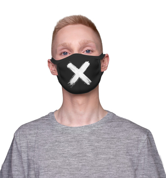 Маска тканевая с изображением Крестик цвета Белый