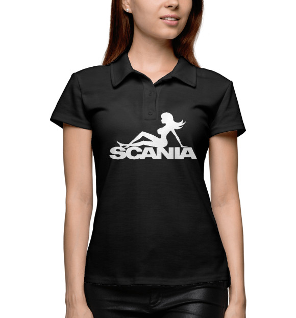 Женское поло с изображением SCANIA цвета Белый
