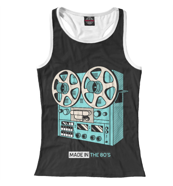 Женская майка-борцовка с изображением Восьмидесятые цвета Белый