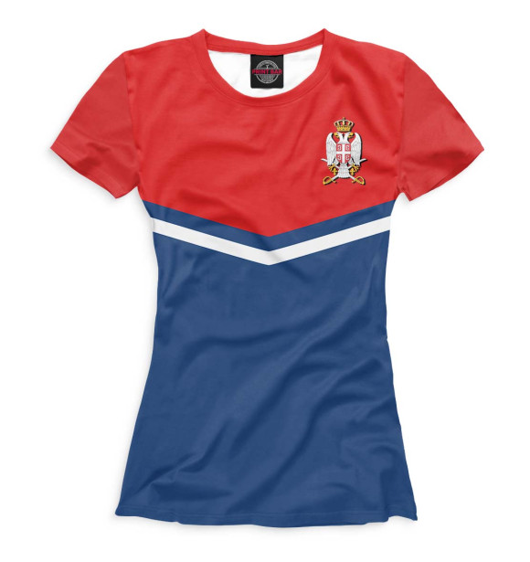 Футболка для девочек с изображением Герб Сербии цвета Белый
