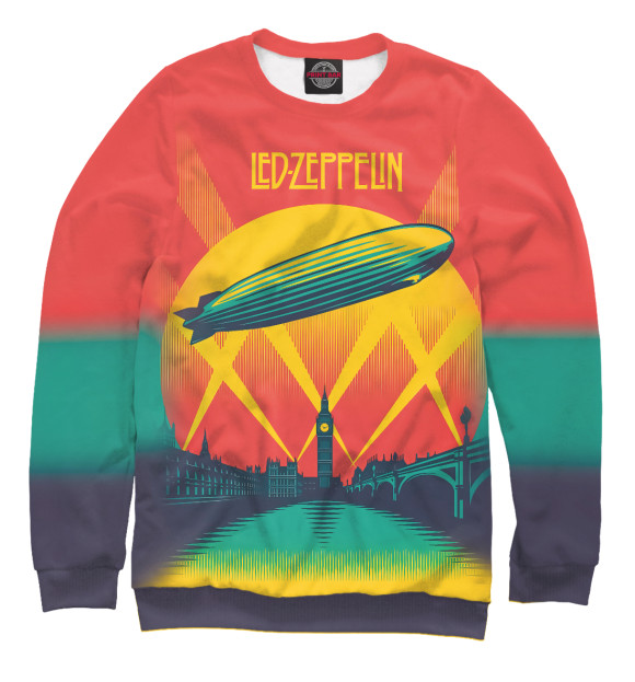 Мужской свитшот с изображением Led Zeppelin цвета Белый