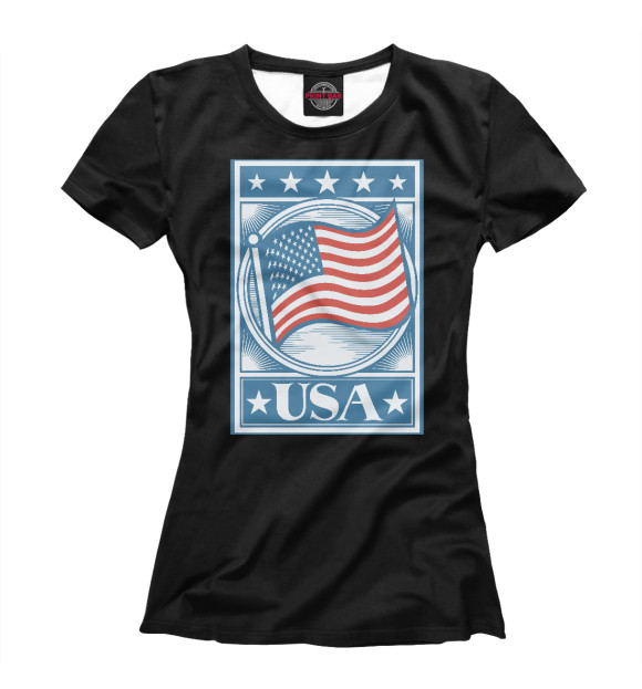Футболка для девочек с изображением Flag USA (stars) цвета Белый