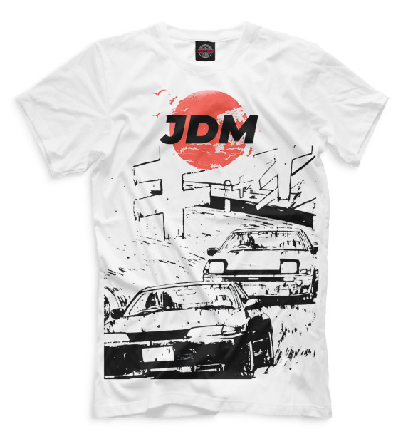 Мужская футболка с изображением JDM цвета Белый