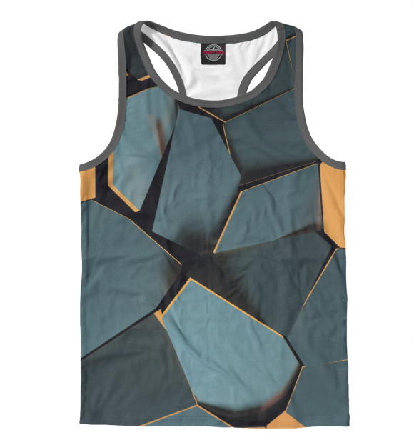 Мужская майка-борцовка с изображением 3D плиты цвета Белый