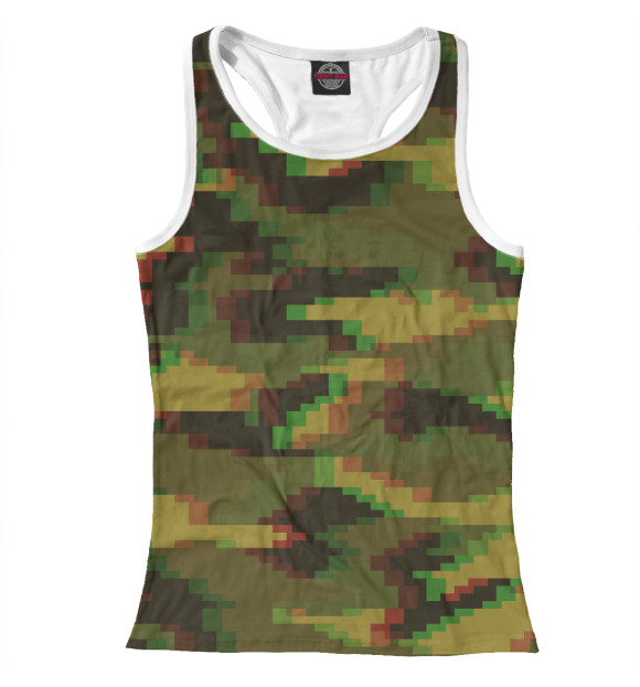 Женская майка-борцовка с изображением Полевой камуфляж цвета Белый