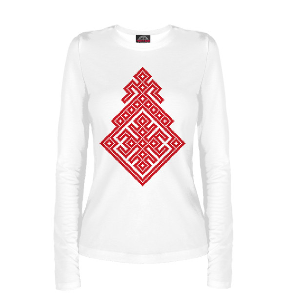 Женский лонгслив с изображением Славянский Оберег Макошь цвета Белый