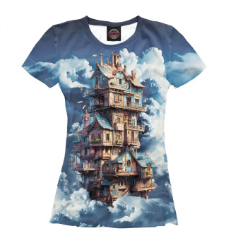 Женская футболка Сказочный дом в облаках