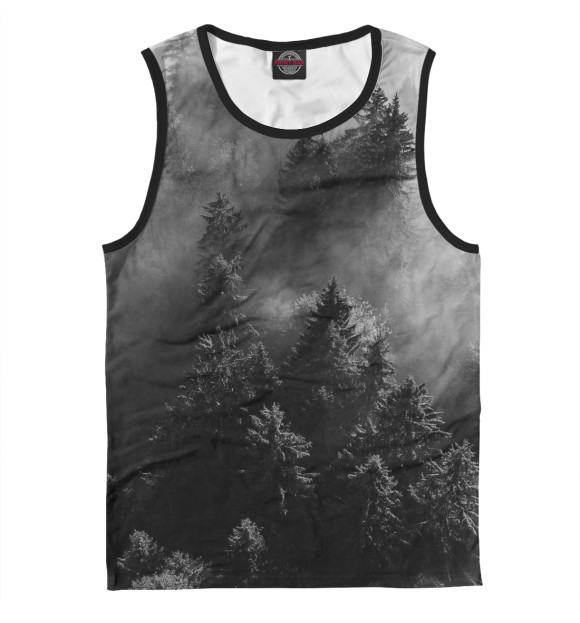 Майка для мальчика с изображением Деревья в тумане цвета Белый