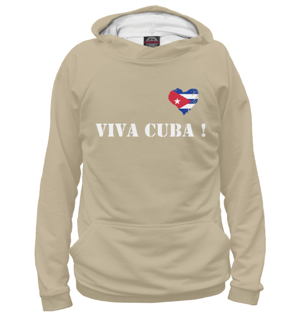 Женское худи с изображением Viva Cuba! цвета Белый