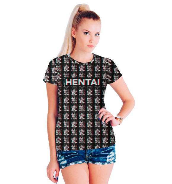 Футболка для девочек с изображением Hentai glitch цвета Белый