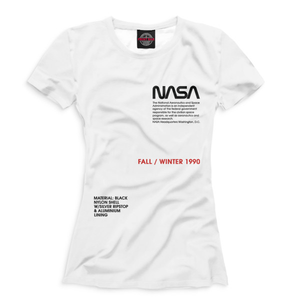 Женская футболка с изображением Nasa цвета Белый