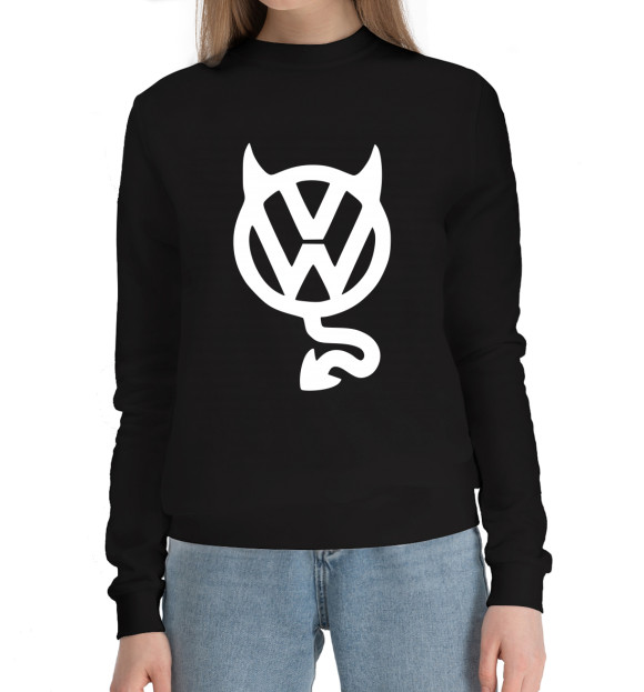Женский хлопковый свитшот с изображением Volkswagen цвета Черный