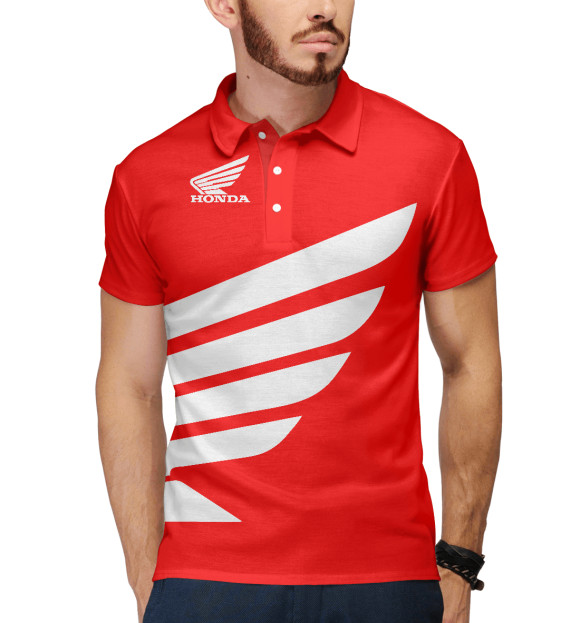 Мужское поло с изображением Honda цвета Белый