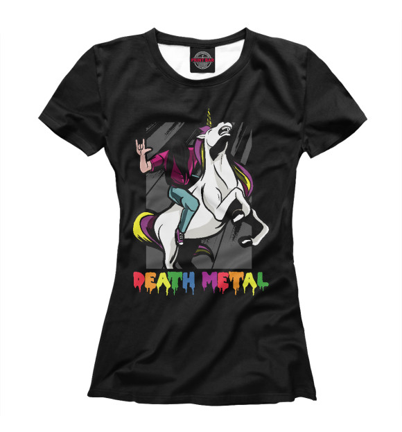 Футболка для девочек с изображением Death Metal Unicorn цвета Белый