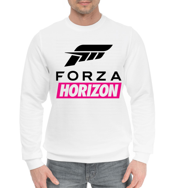 Мужской хлопковый свитшот с изображением Forza Horizon цвета Белый