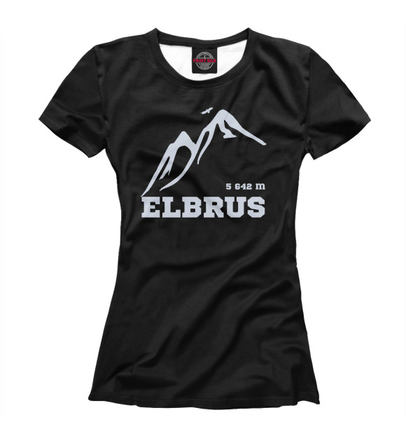 Женская футболка с изображением Эльбрус вершина цвета Белый