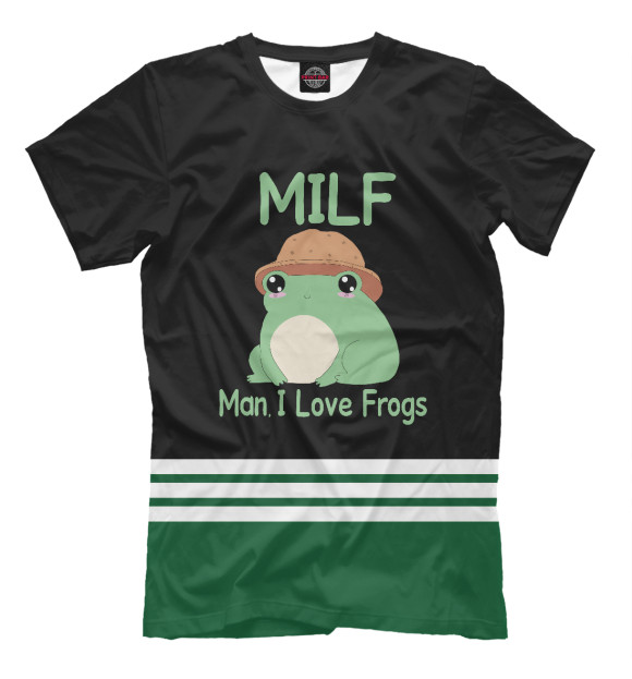 Мужская футболка с изображением Milf Man I love Frogs цвета Белый